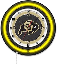 Holland Bar Stool Clk19BKColoUn NCAA 19 in. Dia. University of Colorado Double Neon Wall Clock Black