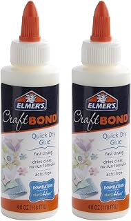 Elmer's CraftBond Quick Dry Craft Glue, 8 oz Total, Fast-Drying Formula for Paper, Fabric, Wood and More, Strong Bond, Washable