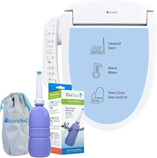 Brondell Electric Bidet Toilet Seat SE400-EW, Elongated, White, Side Arm Control + Portable Travel Bidet GoSpa GS-70 Bundle