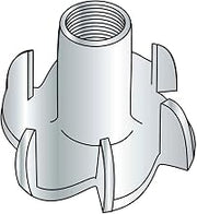 Tee Nut, 1/4-20 x 7/16", 4 Prong, Steel, Zinc, 250 Pack