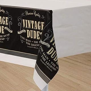Creative Converting Vintage Dude Plastic Banquet Table Cover, 54 by 108-Inch