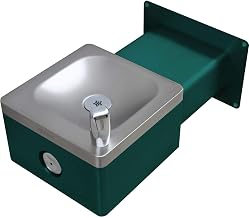 Global Industrial Outdoor Wall Mounted Drinking Fountain, Green Powder Coat