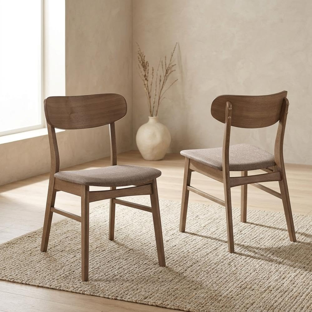 Mid-Century Modern Wooden Dining Side Chairs Set of by Furnifact – Wood, Brown, Pack of 2