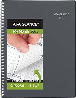 AT-A-GLANCE 2025 Planner, Monthly, 8-1/2" x 11", Large, DayMinder, Gray (GC4700725)