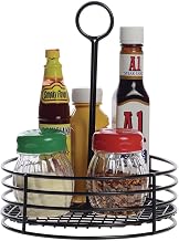 HUBERT Tabletop Condiment Caddy Black Metal - 7 1/2"Dia x 9 1/2"H