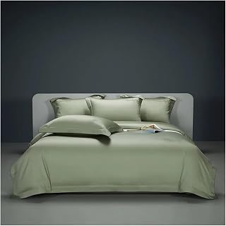 Duvet Cover Sets, Premium Quality 4Pcs 1200TC Luxury Soft Comfortable Bedding Set Silver King White Embroidery Duvet Cover Bed Sheet Pillowcases(E,Flat Bed Sheet_King 4PCS)