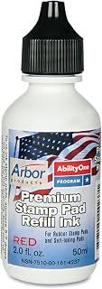 AbilityOne Stamp Pad Ink - 2 Ounce Bottle, Red Ink 7510-00-161-4240