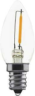 Satco S11308 0.7W C7 LED Filament Lamp, Non-Dimmable, 2700K Warm White, 30 Lumens, Clear, Candelabra Base, 120V, Wet Location, Rated for Enclosed Fixtures, 2 Bulbs Card