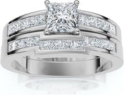 Pompeii 1ct Princess Cut Channel Set Diamond Wedding Engagement Ring 14K White Gold