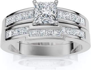 Pompeii 1ct Princess Cut Channel Set Diamond Wedding Engagement Ring 14K White Gold