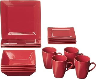 10 Strawberry Street Nova Square 16 pc Dinnerware Set, Red