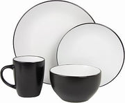 10 Strawberry Street 16 Piece Two Tone Coupe Dinnerware Set - Black/White