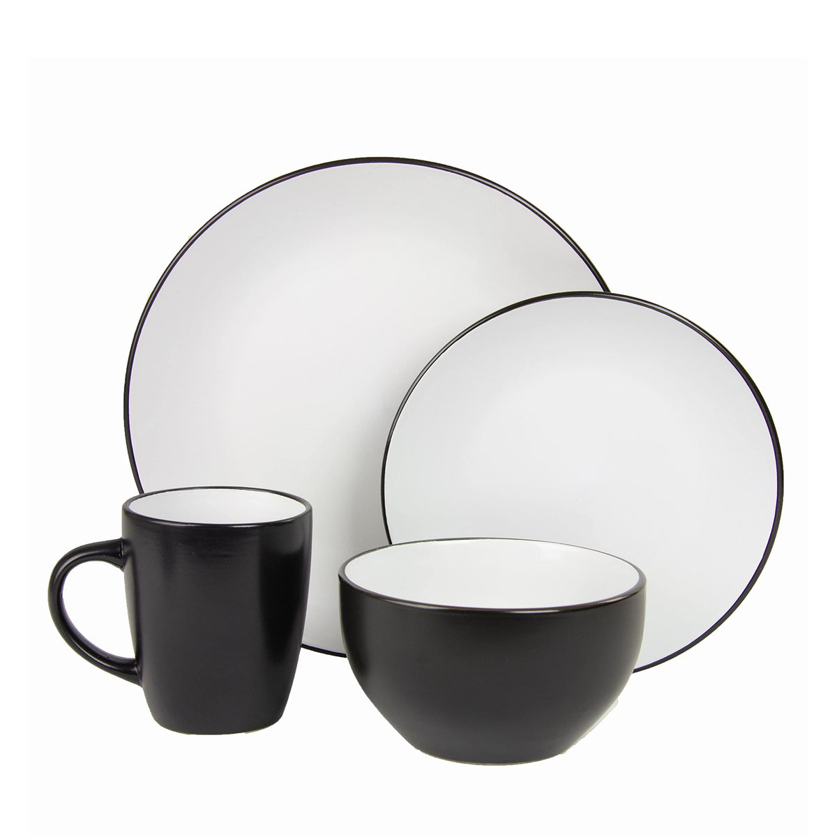 10 Strawberry Street 16 pc / Black/White / 1 Dinnerware Sets