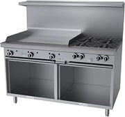 Garland G60-4G36SS G Starfire Pro Series Gas Restaurant Range 60"W with (4) 33,000 BTU Open Burners, 36" Griddle & (2) Storage Bases
