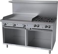 Garland G60-4G36SS G Starfire Pro Series Gas Restaurant Range 60"W with (4) 33,000 BTU Open Burners, 36" Griddle & (2) Storage Bases
