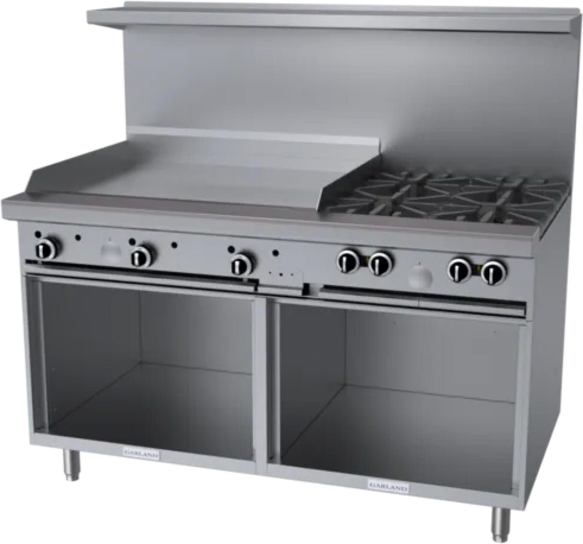 G Starfire Pro Series Gas Restaurant Range 60"W with (4) by Garland – 6.3 cubic_feet, Iron, Stainless-Steel, Model G60-4G36SS
