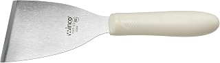Winco 4 1/2" x 3 1/8" White Plastic Scraper with Handle | Dishwasher safe, Durable blade and handle, For griddles, dough, bench work and food-prep surface scraping