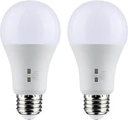 Satco S11790 5 Watt A19 LED Lamp E26 Medium Base 5CCT Selectable 2700K-5000K 450 Lumens 120 Volt Dimmable Enclosed Rated 90 CRI White Finish Indoor Light Bulb General Purpose Type A Damp (2 Bulbs)
