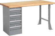 Global Industrial 60" W x 30" D Workbench, 1-3/4" Safety Edge Maple Top, 4 Drawer/Open Leg