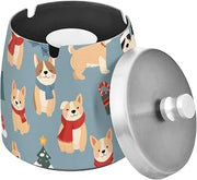Christmas Trees Dogs Splash Ashtray with Lid, Outdoor Ashtrays for Patio