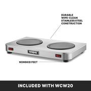 Waring Double Plate Step Up Warmer / Double Burner / Silver Beverage Warmers