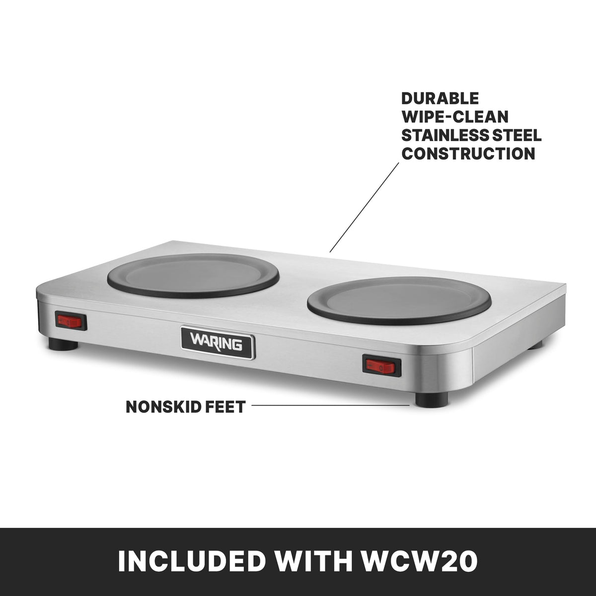 Waring Double Plate Step Up Warmer / Double Burner / Silver Beverage Warmers
