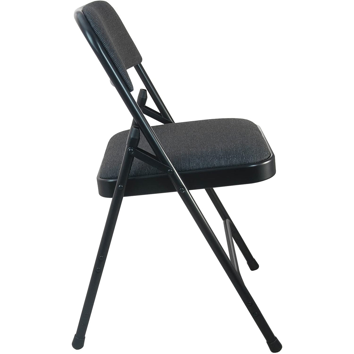 Advantage Padded Metal Folding Chair 1 Seat by Flash Furniture – 30 x 18.5 x 20, Fabric, Foam, Steel, Black Fabric/Black Frame, Model DPI903F-BLKBLK