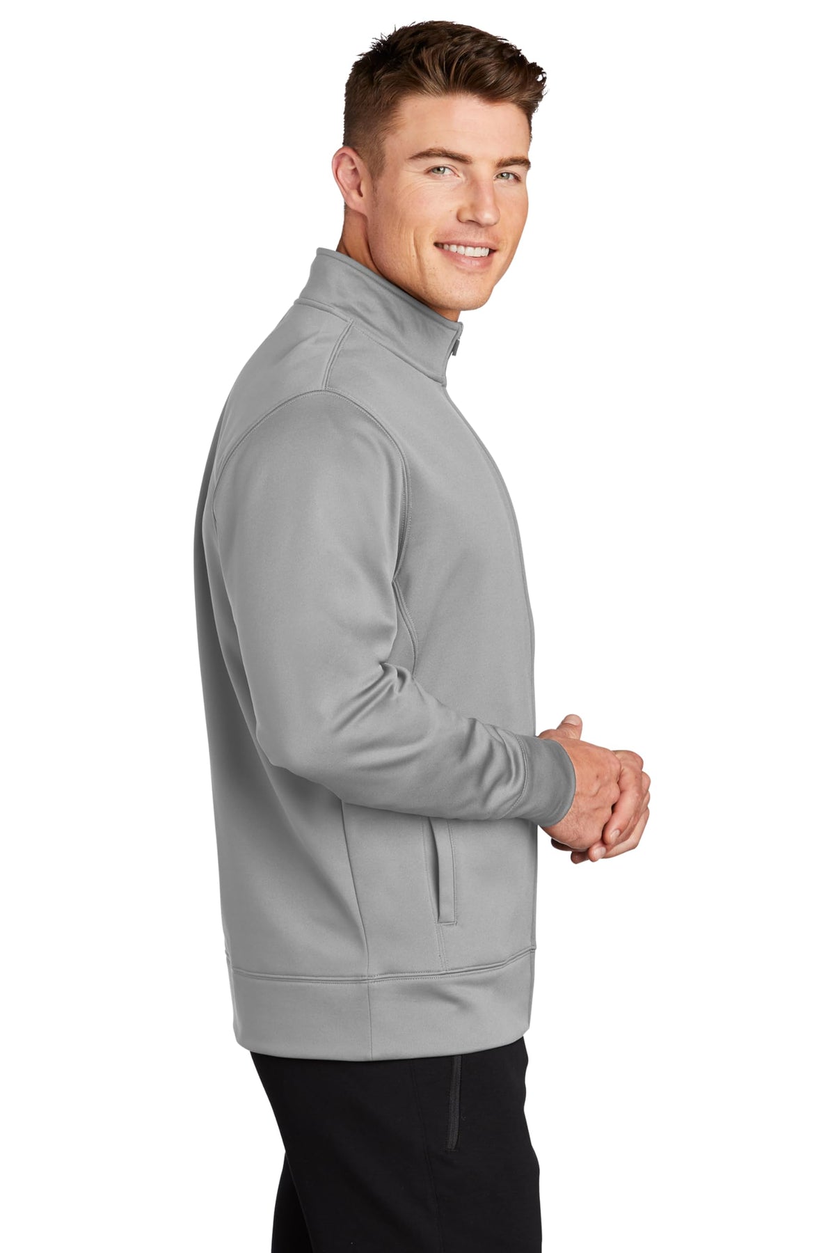 Unisex Sport-Wick Fleece Full Zip Jacket Silver by SPORT-TEK – Medium, Polyester Blend, Silver, Model ST241