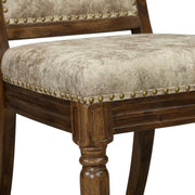 Solid Wood Polyester-Upholstered Dining Chairs Set of by Furnifact – Wood, Brown/Beige, Pack of 2