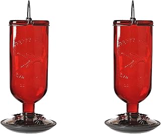 Perky-Pet 8109-2 Antique Glass Bottle Hummingbird Feeder-16-Ounce Capacity, Red (Pack of 2)