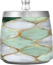 Green Moroccan Pattern Splash Ashtray with Lid, Outdoor Ashtrays for Patio