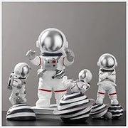 Fashion Astronaut Miniature Figurines Resin Spaceman Statue Space Planet Ornaments Home Decor Gift,Silver,4 pcs Set