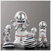Fashion Astronaut Miniature Figurines Resin Spaceman Statue Space Planet Ornaments Home Decor Gift,Silver,4 pcs Set
