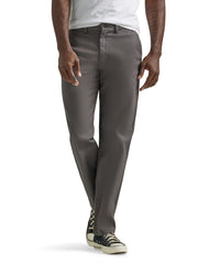 Men's Flat Front Relaxed Straight Pant by Lee – Cotton Blend, Charcoal, Model 112339655