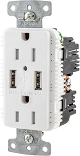Hubbell USB15A5W USB Charger Type A. USB Charger Outlet in White