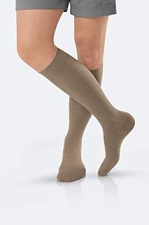 JOBST forMen Ambition Knee High 30-40 mmHg Ribbed Dress Compression Socks, Closed Toe, 3 Long, Khaki