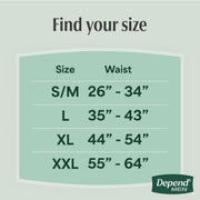 Fresh Protection Adult Diapers for Men by Depend – Large, Polypropylene, Grey, Pack of 17, Model 10036000479260