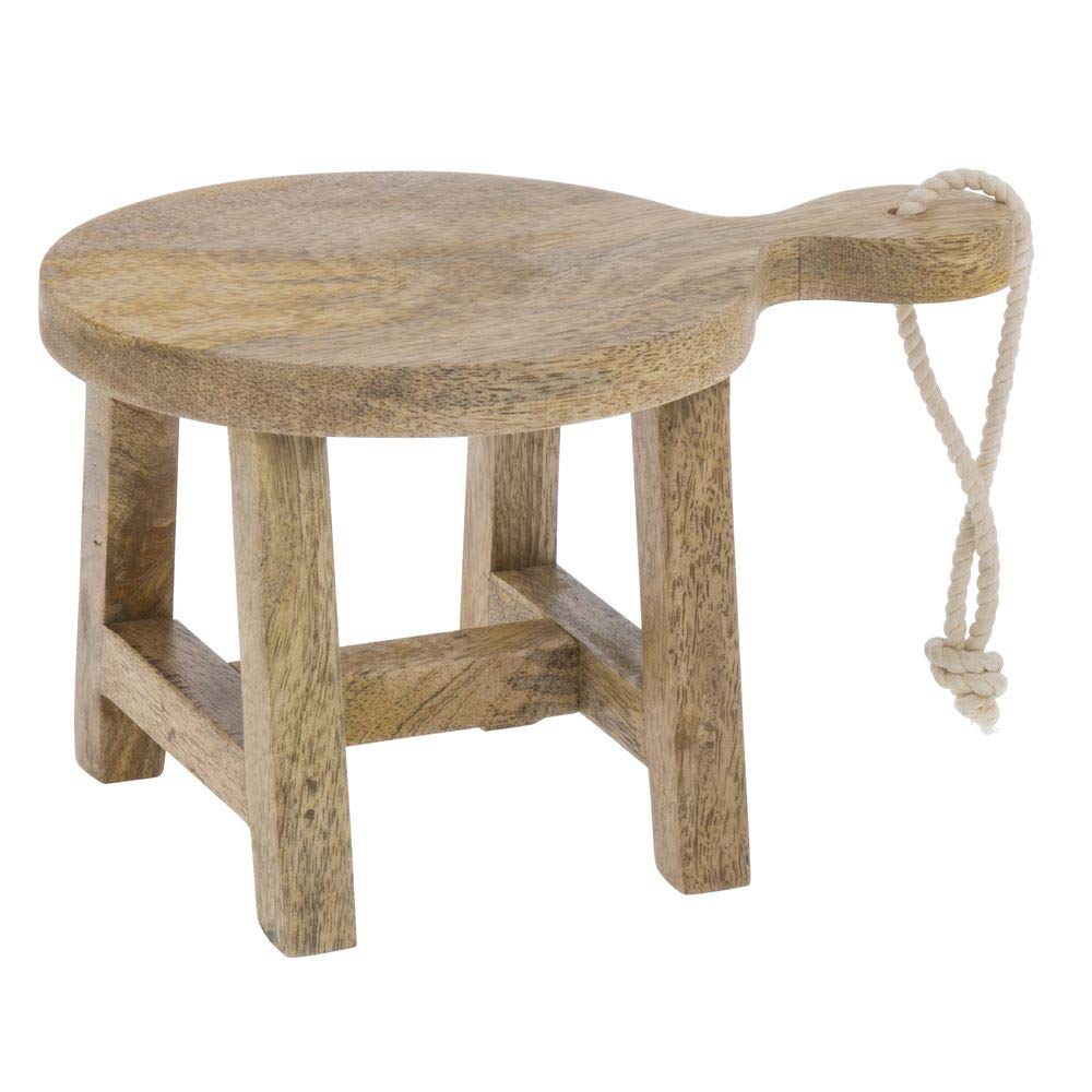 Display Riser with Cutting Board Shape Round Mango Wood - 9 2/5"L x 61/2"W x 5 4/5"H by HUBERT – Wood, Natural, Model 40621