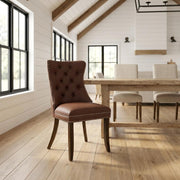 Fabric-Upholstered Parsons Dining Chair with Wood Legs by Furnifact – Wood, Burgundy, Pack of 2