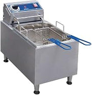Globe PF10E, 10-Pound Electric Countertop Fryer, 120v, 1700-Watt, Stainless Steel Construction, NSF Certified, Adjustable Thermostat, Includes 2 Nickel-Plated Baskets, Compact for Commercial Kitchens