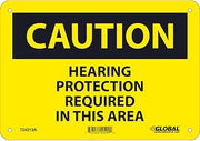 Global Industrial Caution Hearing Protection Required in This Area, 7x10, Aluminum