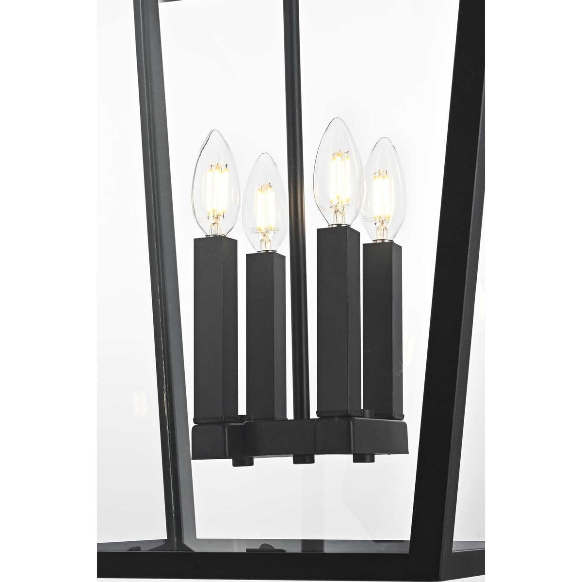 Oxford Four Light Outdoor Pendant Black by Lighting Design – Iron, Black, Model OD334H27BK