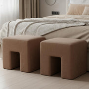 Linen Blend Aida Stool by MOES by StyleMe GHD – 18"D x 18"W x 18"H, Sienna