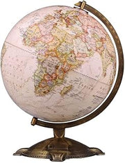 Globe, Creative with Antique Shaded Raised Embossed Globe with Bronze Metal Stand Clear Text Marking