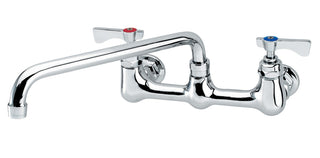 Royal Series 8" Center Wall Mount Faucet by Krowne – 11"L x 16"W x 3"H, Brass, Chrome, Model 14-810L