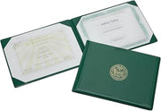 AbilityOne 7510007557077 SKILCRAFT Award Certificate Holder, 8 1/2" x 11", Army Seal, Green/Gold