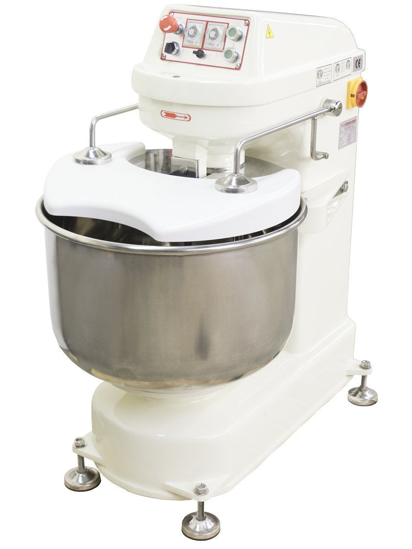 Quart Dual Motor Spiral Dough Mixer by American Eagle Food Machinery – 80 Quarts, Cast Iron, White, Model AE-3050