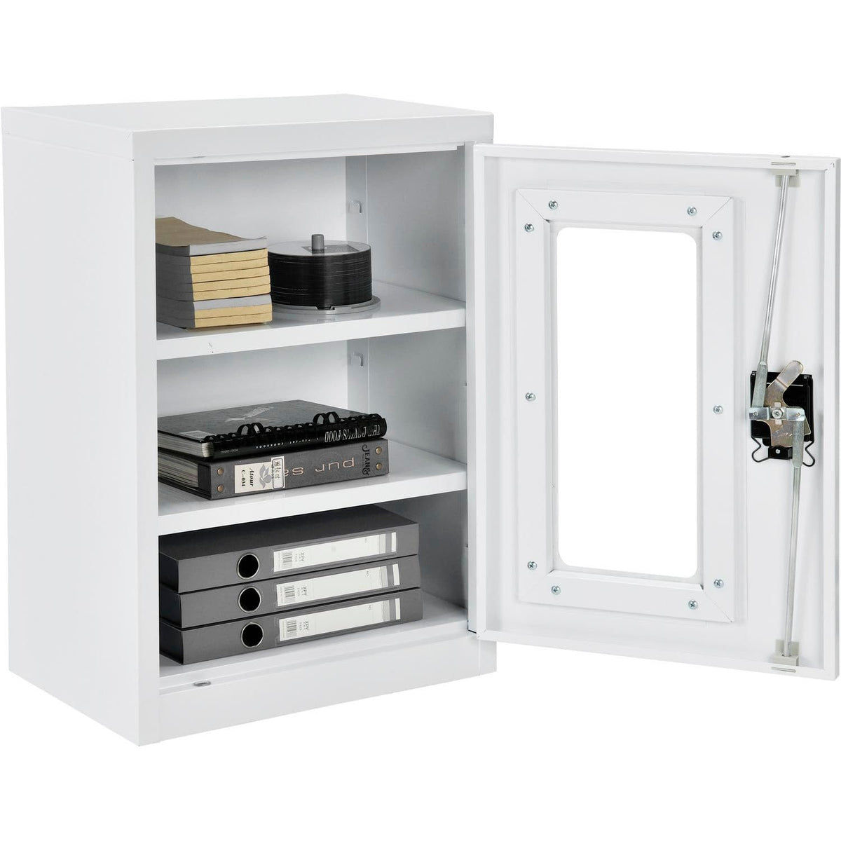 Clear View Wall Storage Cabinet with Locking Recessed by Global Industrial – 18"W x 12"D x 26"H, Alloy Steel, Off White, Model 269875CV-WH