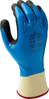 SHOWA 477 Nitrile/Nitrile Foam Fully Coated Insulated Winter Work Glove with Poly Blend Liner, Medium (12 Pair)