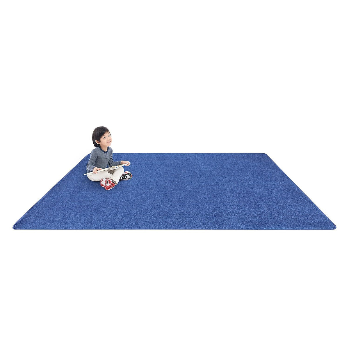 Just Kidding Solid Color Area Rugs by Joy Carpets – 6' x 9' (Rectangular), Polyester, Cobalt Blue, Model 623Q-01